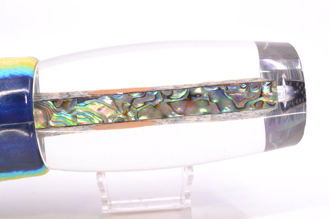 Bonze Lures Paua Shell Red Eyes Bankwalker Teaser 16" 22oz FT Vinyl Yellowfin (Blue Back)