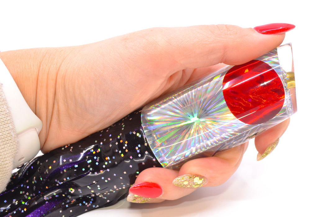 Koya Lures Silver Rainbow Starburst Red Eyes Small 614 10" 6oz Skirted Black/Purple GZE