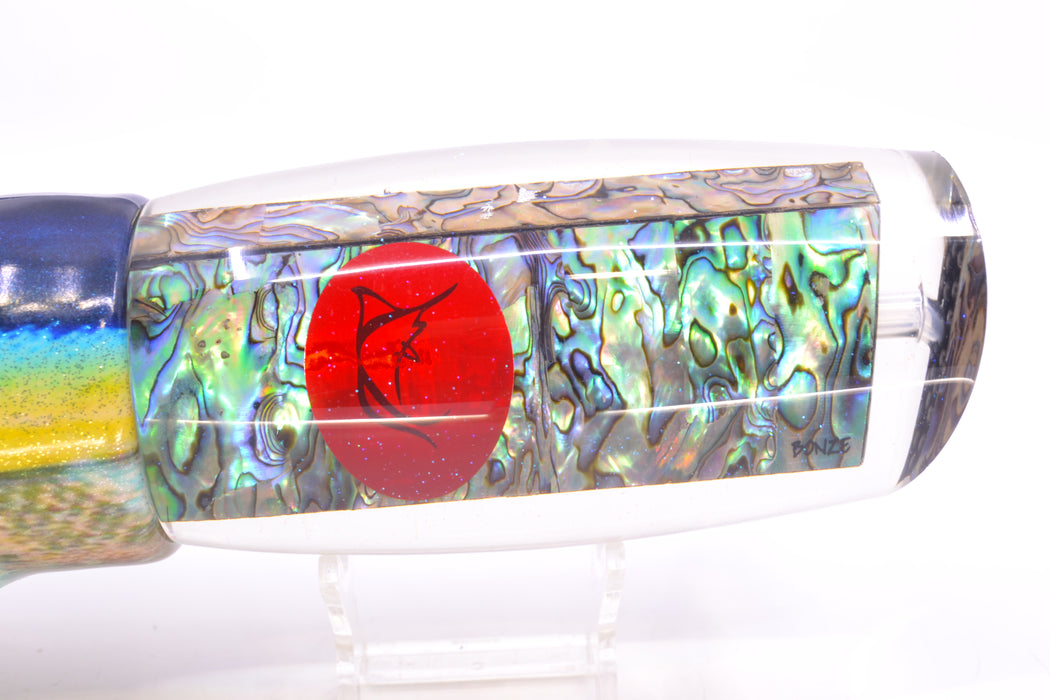 Bonze Lures Paua Shell Red Eyes Bankwalker Teaser 16" 22oz FT Vinyl Yellowfin (Blue Back)