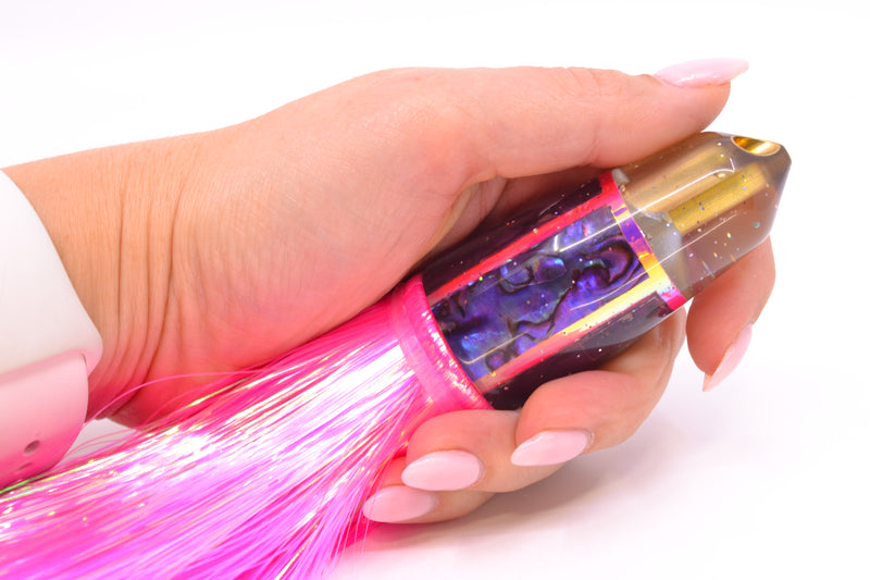 Tanigawa Lures Purple Paua 2-Hole Bullet 9"+ 8.5oz Strobez Pink/Purple