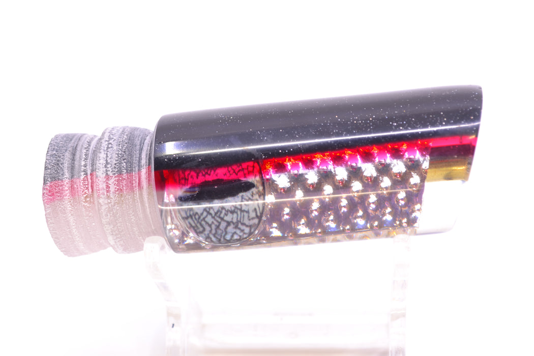 Coggin Lures Silver Dot Glass Black-Red Back White Dragon Eyes Kona Tube 9" 2oz