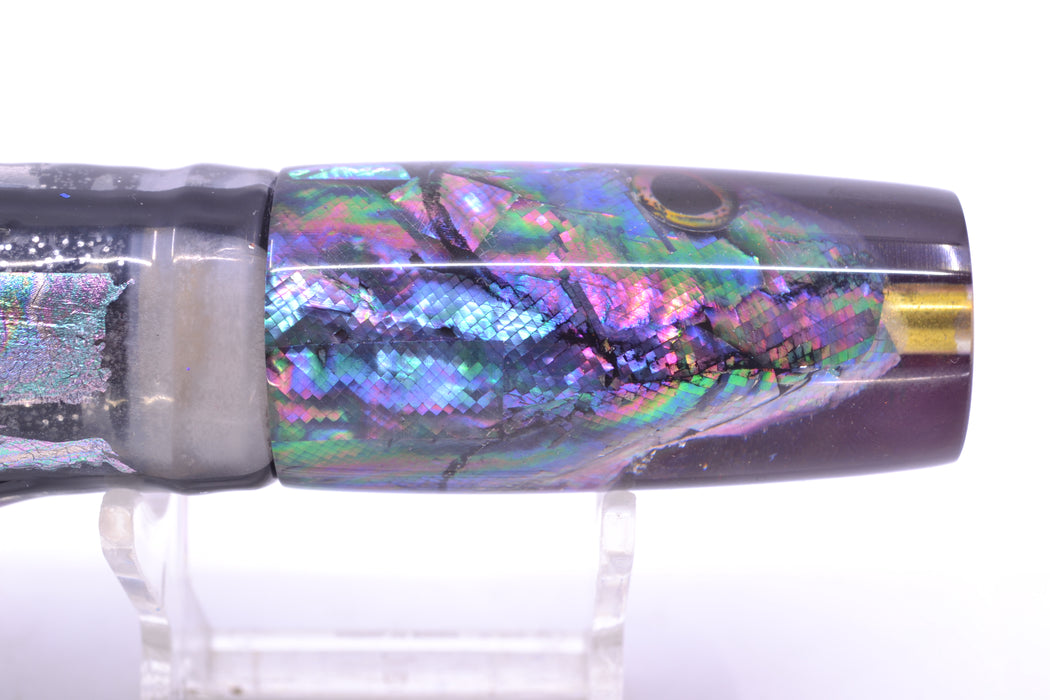 Ali'i Kai Lures Abalone Fish Head Purple Back Small Hard Head 9" 4.2oz Skirted Skipjack GZE