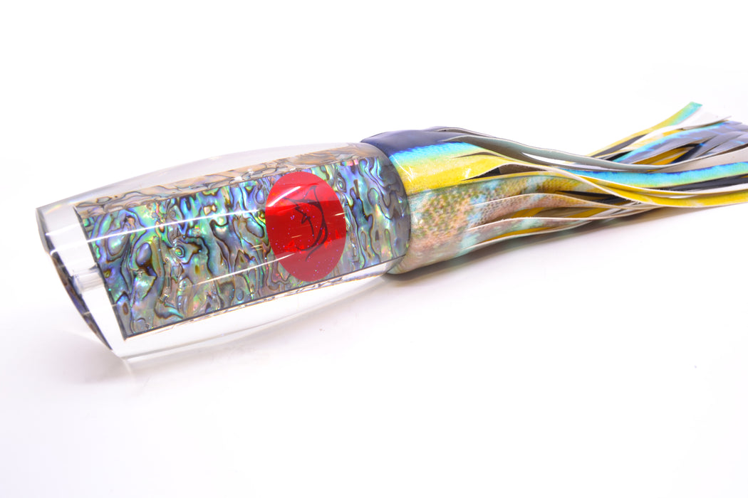 Bonze Lures Paua Shell Red Eyes Bankwalker Teaser 16" 22oz FT Vinyl Yellowfin (Blue Back)