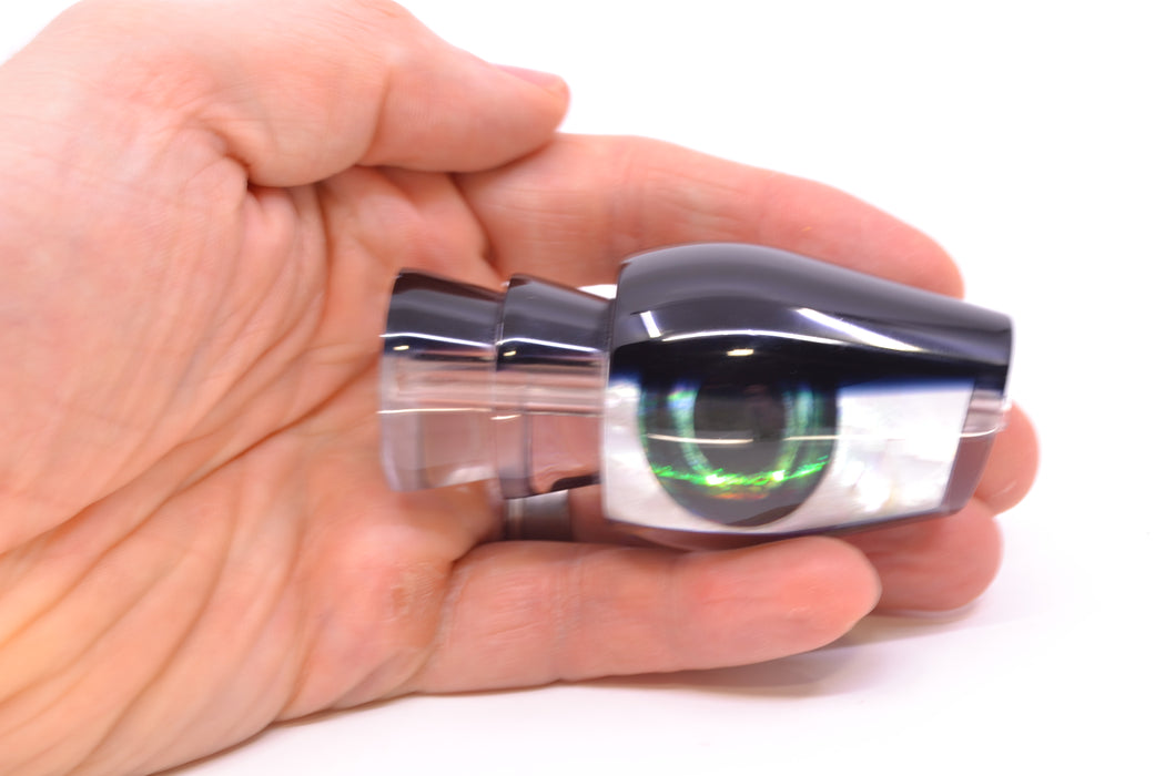 Moyes Lures White MOP Black Back Taxi Eyes Medium Sumo 12" 3.7oz GZE