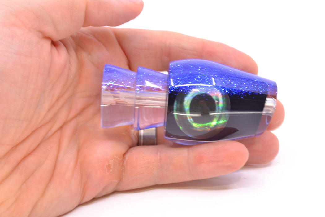 Moyes Lures Black Pearl Blue Glitter Back Taxi Eyes Medium Sumo 12" 3.7oz GZE