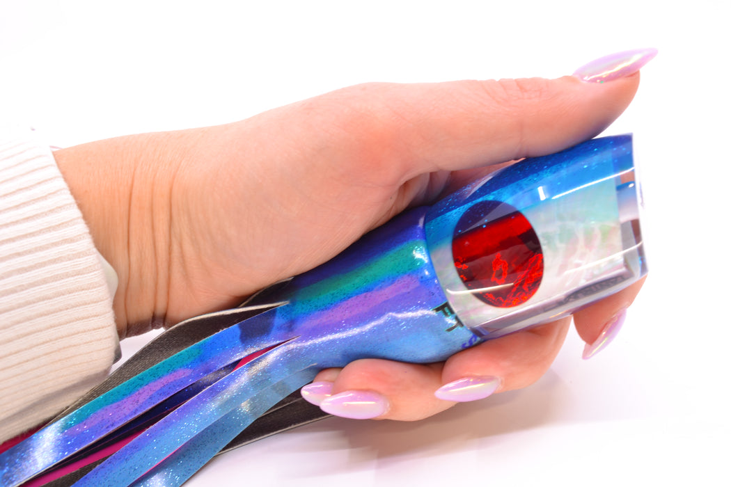 TANTRUM Lures White MOP Blue Back Red Eyes Medium Bandit 9" 4.7oz FT Vinyl Blueberry