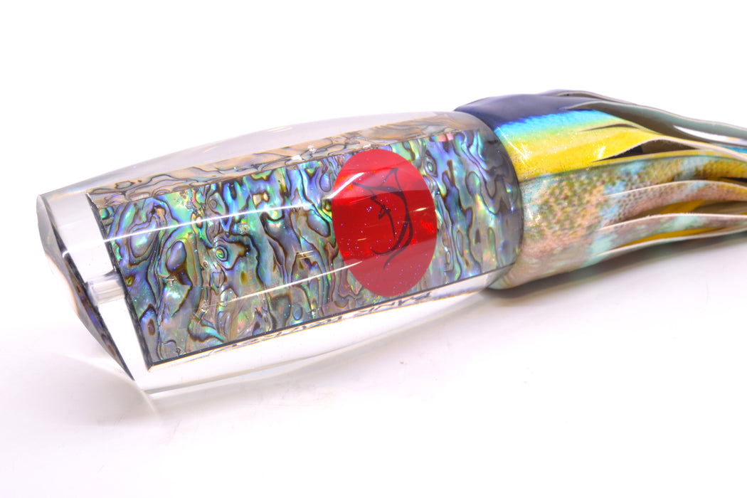 Bonze Lures Paua Shell Red Eyes Bankwalker Teaser 16" 22oz FT Vinyl Yellowfin (Blue Back)