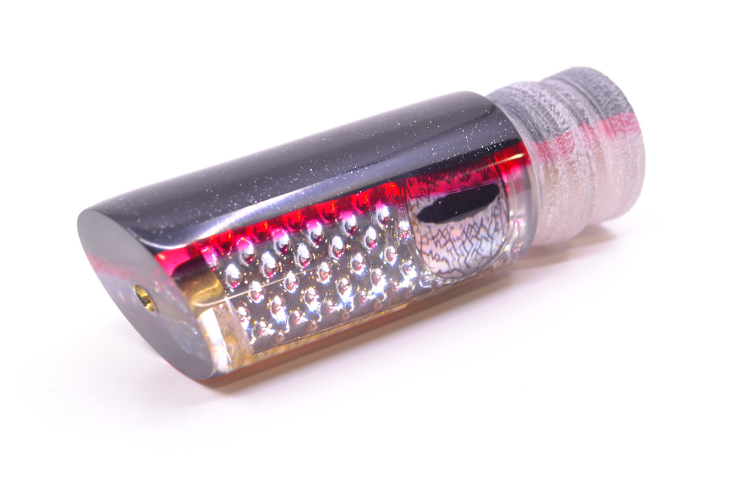 Coggin Lures Silver Dot Glass Black-Red Back White Dragon Eyes Kona Tube 9" 2oz