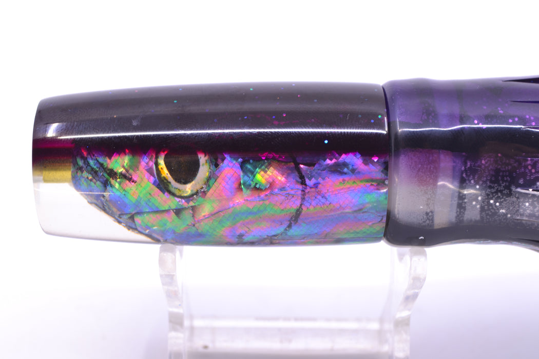 Ali'i Kai Lures Abalone Fish Head Purple Back Small Hard Head 9" 4.2oz Skirted Skipjack GZE