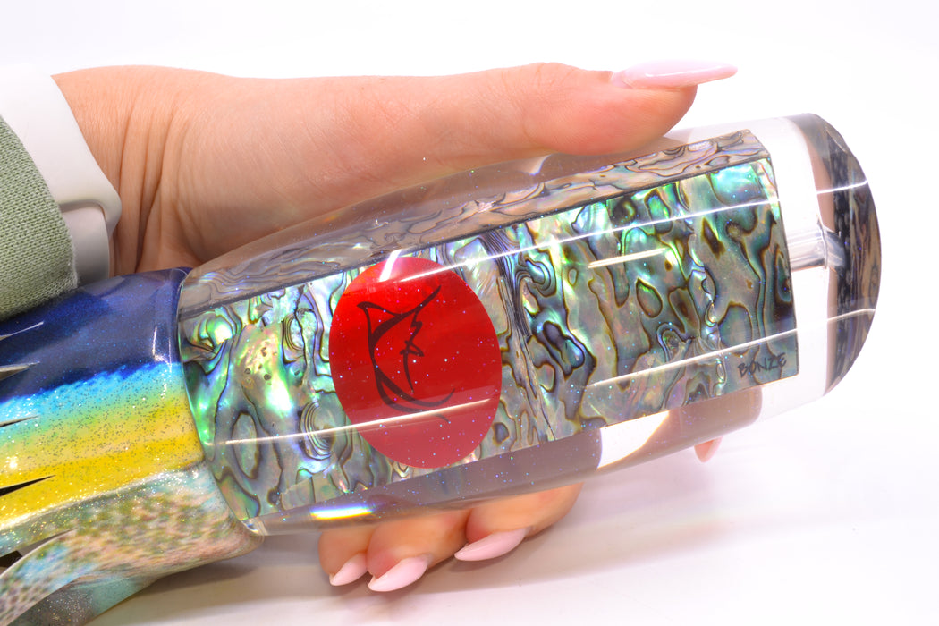 Bonze Lures Paua Shell Red Eyes Bankwalker Teaser 16" 22oz FT Vinyl Yellowfin (Blue Back)