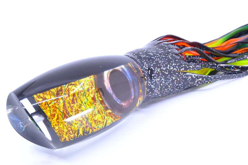 Moyes Lures Fire Dichro Black Back Taxi Eyes XL Argus Teaser 29oz Skirted Black