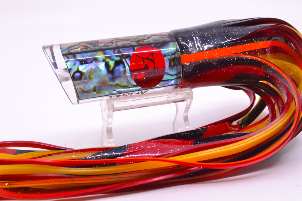 Bonze Lures Paua Shell Red Eyes Angel 10" 8.2oz Skirted Black-Orange-Red