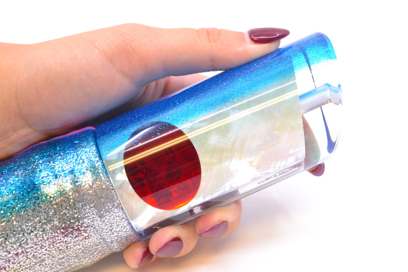 TANTRUM Lures White MOP Blue Glitter Back XL Tube 14" 14oz Skirted Blue-Silver