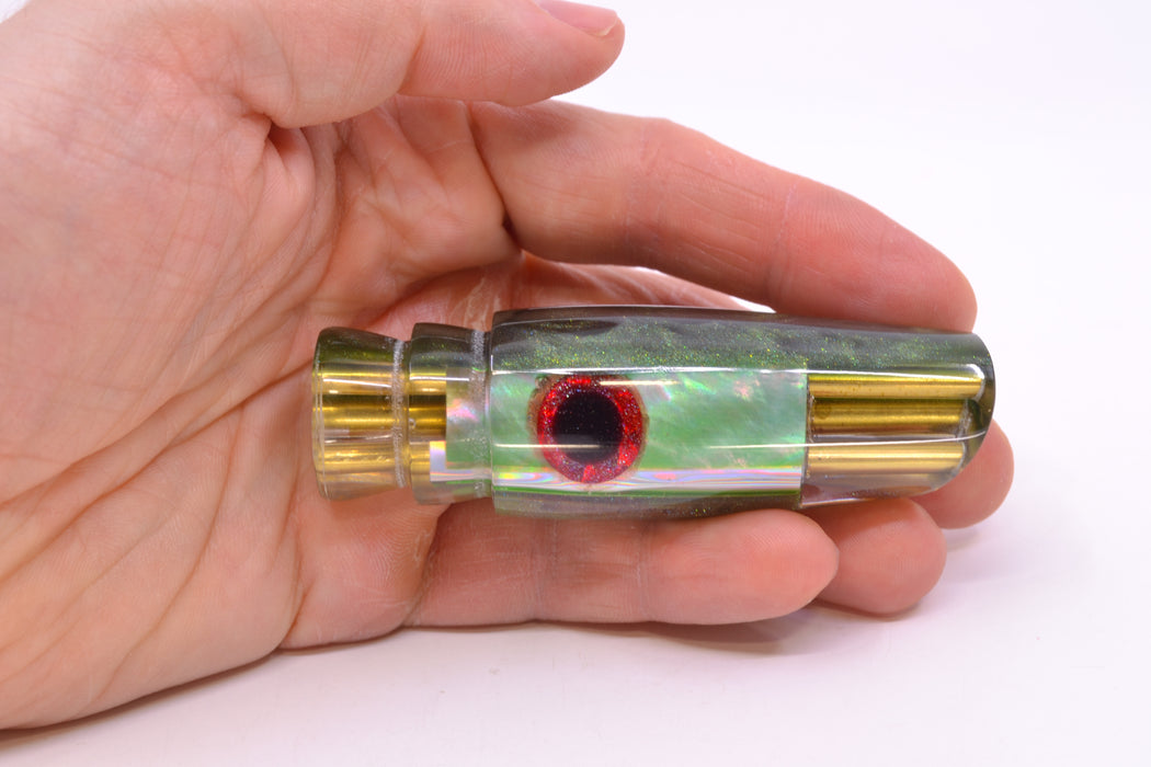 Big Reidee Green Shell Green Back Black-Red Eyes 4-Hole Scoop Face 9" 4.3oz