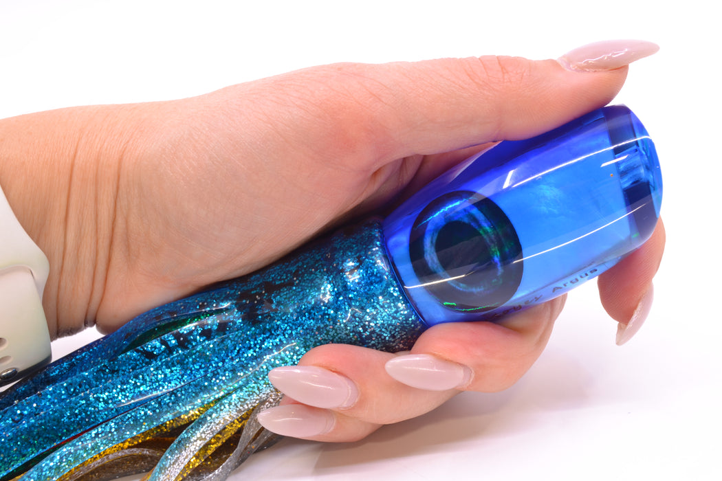 Moyes Lures Ice Blue MOP Blue Back Medium Argus 12" 6.5oz Skirted Pink Line-Blue-Silver