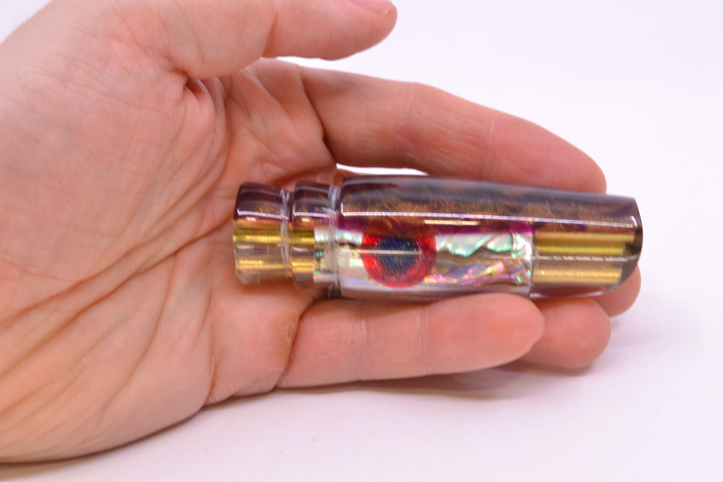 Big Reidee Natural EKG Shell Root Beer Back Black-Red Eyes 4-Hole Scoop Face 9" 4.3oz