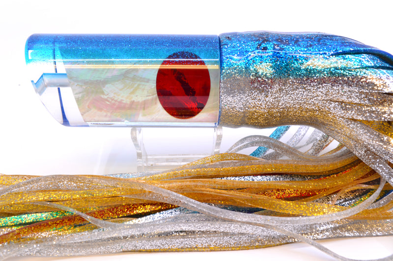 TANTRUM Lures White MOP Blue Glitter Back XL Tube 14" 14oz Skirted Blue-Silver