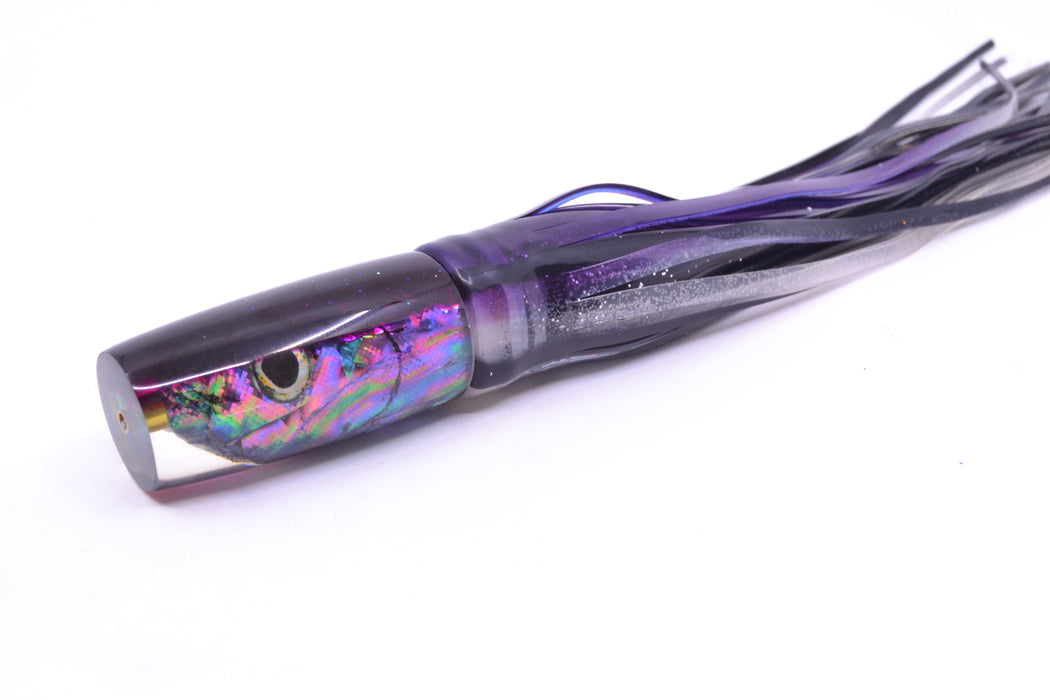 Ali'i Kai Lures Abalone Fish Head Purple Back Small Hard Head 9" 4.2oz Skirted Skipjack GZE