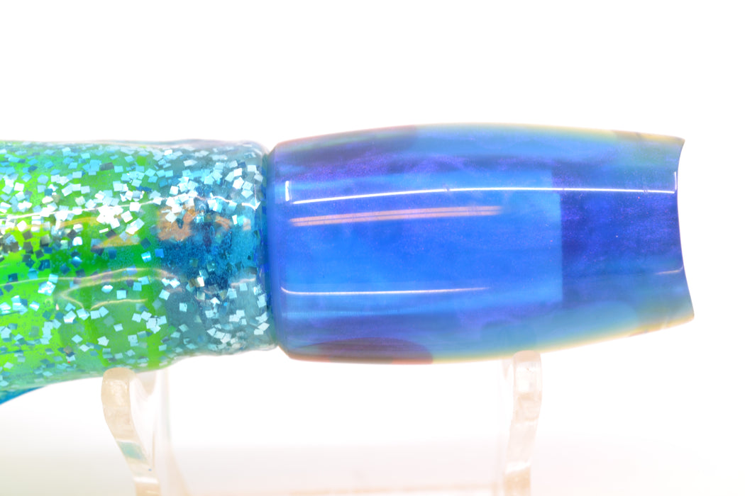 Coggin Lures MOP Blue-Yellow Back 4-Hole Hualalai Tado Scoop 7" 3oz Skirted Ice Blue/Rainbow