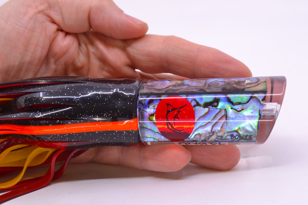 Bonze Lures Paua Shell Red Eyes Angel 10" 8.2oz Skirted Black-Orange-Red