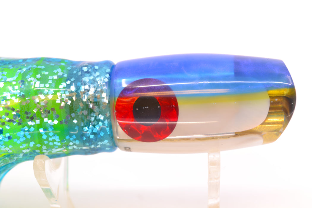 Coggin Lures MOP Blue-Yellow Back 4-Hole Hualalai Tado Scoop 7" 3oz Skirted Ice Blue/Rainbow