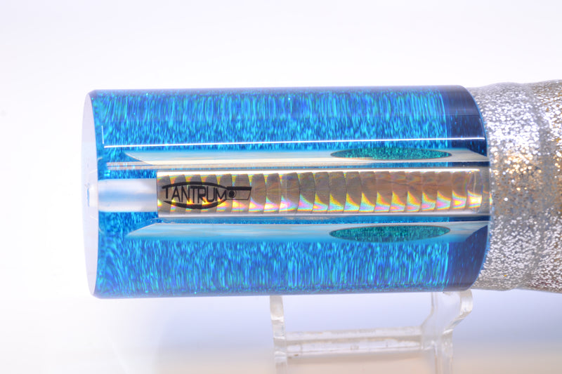 TANTRUM Lures White MOP Blue Glitter Back XL Tube 14" 14oz Skirted Blue-Silver