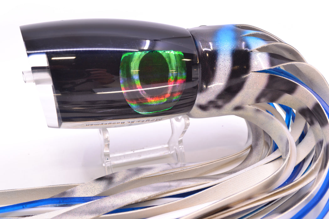 Moyes Lures Black Pearl Black Back Taxi Eyes XL Boogeyman 16" 12.7oz FT Vinyl Wahoo