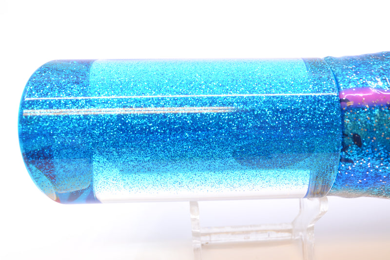 TANTRUM Lures White MOP Blue Glitter Back XL Tube 14" 14oz Skirted Blue-Silver