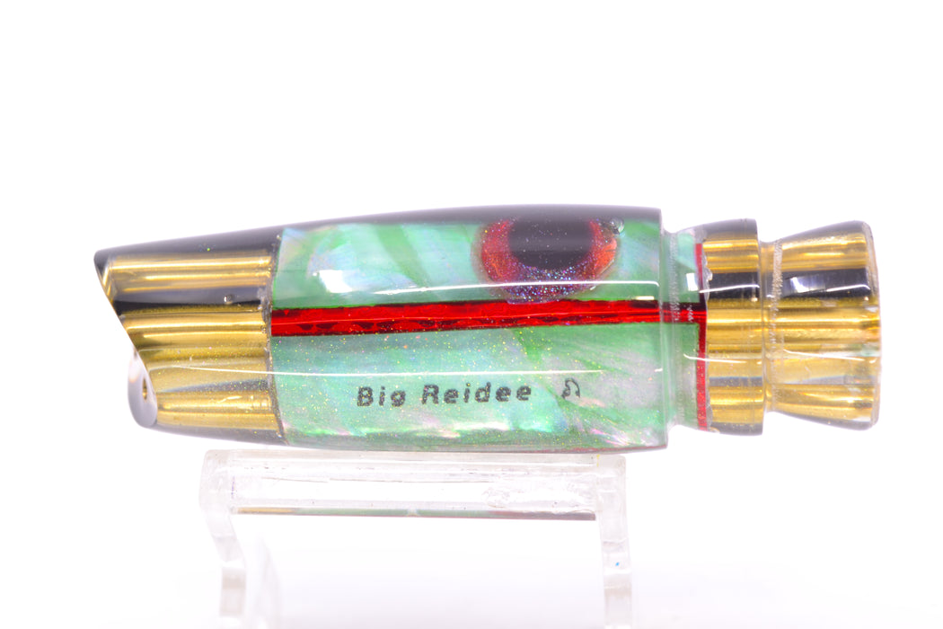 Big Reidee Green MOP Black Back Black-Red Eyes 4-Hole Scoop Face 9" 4.3oz