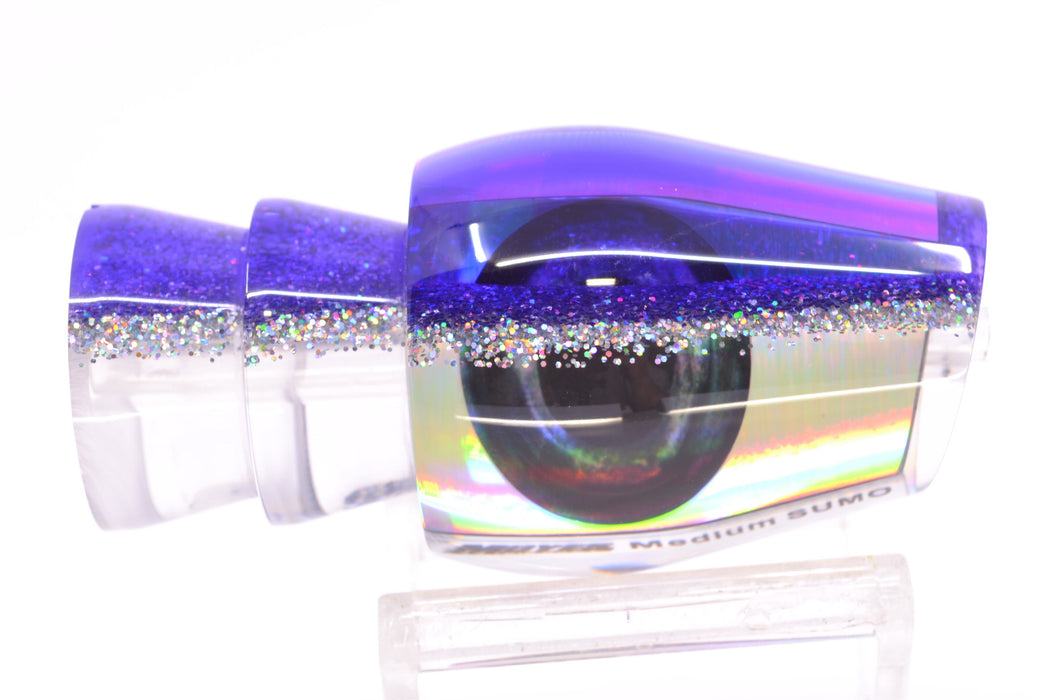 Moyes Lures Silver Rainbow Purple-Silver Back Taxi Eyes Medium Sumo 12" 3.7oz GZE