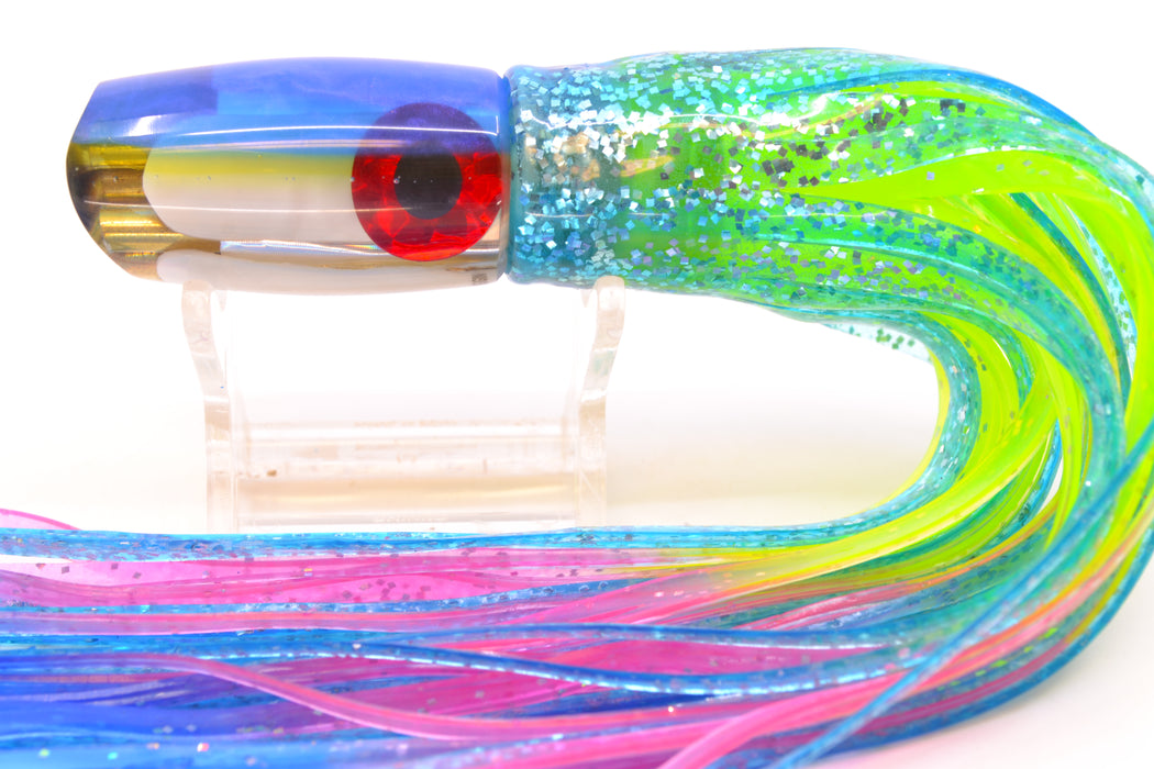 Coggin Lures MOP Blue-Yellow Back 4-Hole Hualalai Tado Scoop 7" 3oz Skirted Ice Blue/Rainbow