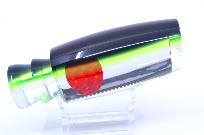 Moyes Lures Clear Mirrored Black-Green Back Red Eyes Medium Plunger 12" 5oz GZE