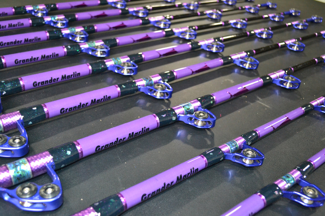 Grander Marlin Tackle Custom Purple Drip Heavy Chair Rod
