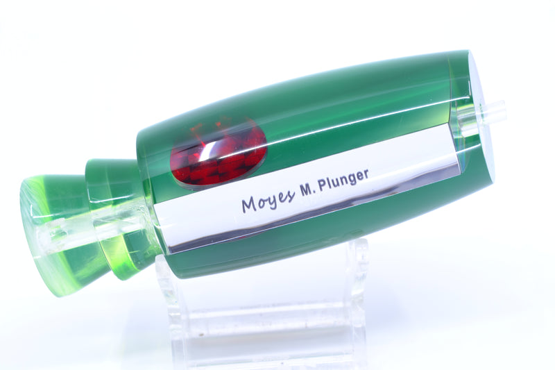 Moyes Lures Clear Mirrored Black-Green Back Red Eyes Medium Plunger 12" 5oz GZE