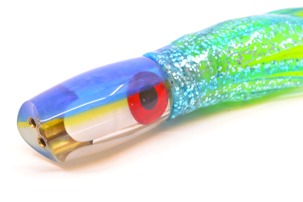 Coggin Lures MOP Blue-Yellow Back 4-Hole Hualalai Tado Scoop 7" 3oz Skirted Ice Blue/Rainbow