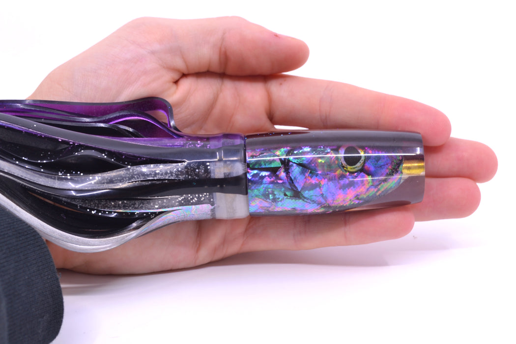 Ali'i Kai Lures Abalone Fish Head Purple Back Small Hard Head 9" 4.2oz Skirted Skipjack GZE
