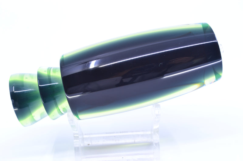 Moyes Lures Clear Mirrored Black-Green Back Red Eyes Medium Plunger 12" 5oz GZE
