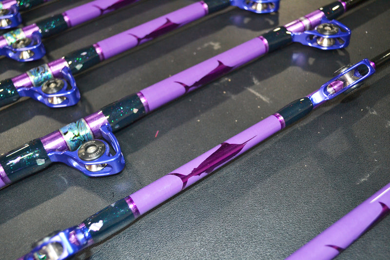 Grander Marlin Tackle Custom Purple Drip Heavy Chair Rod