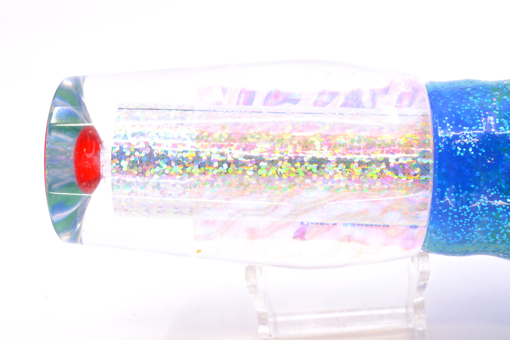 Aloha Lures Silver Rainbow Ice Dichro Kona Mongo 14" 12.5oz Skirted Blue Dots/Green