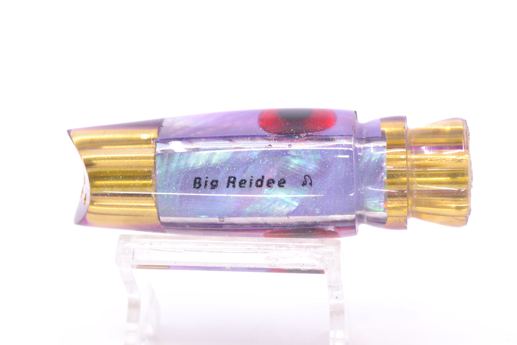 Big Reidee Purple Abalone Purple Back Black-Red Eyes 4-Hole Scoop Face 9" 4.3oz