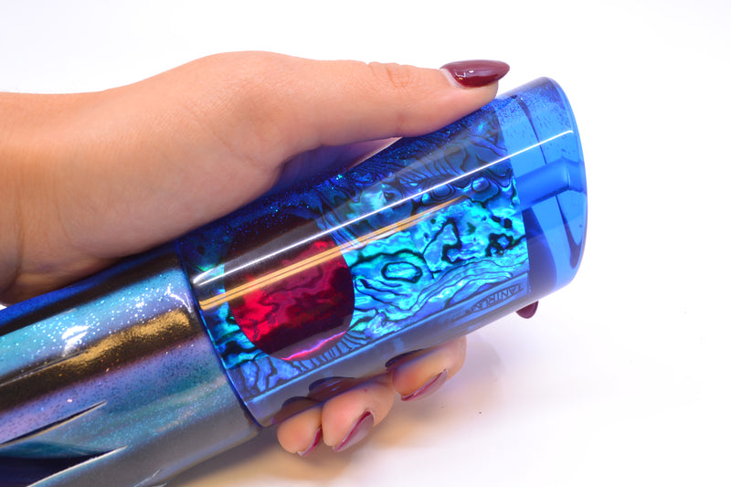 TANTRUM Lures Blue Paua Blue Glitter Back Red Eyes XL Tube 14" 12.5oz FT Vinyl Skipjack