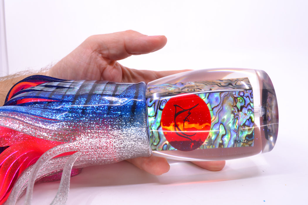 Bonze Lures Paua Shell Red Eyes Hulk 16" 18.5oz Skirted Blue Aurora/Pink