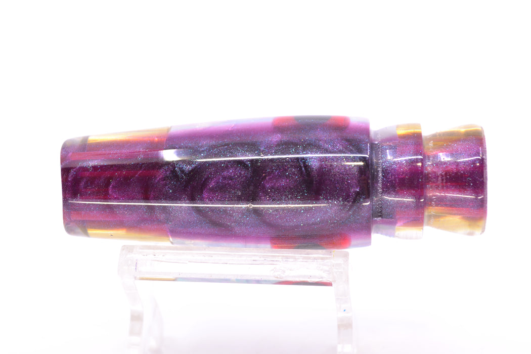 Big Reidee Purple Abalone Purple Back Black-Red Eyes 4-Hole Scoop Face 9" 4.3oz