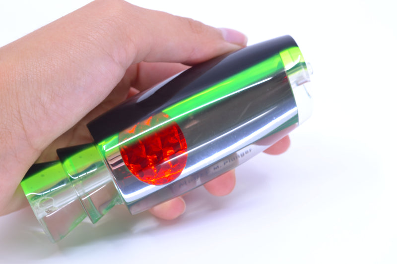 Moyes Lures Clear Mirrored Black-Green Back Red Eyes Medium Plunger 12" 5oz GZE