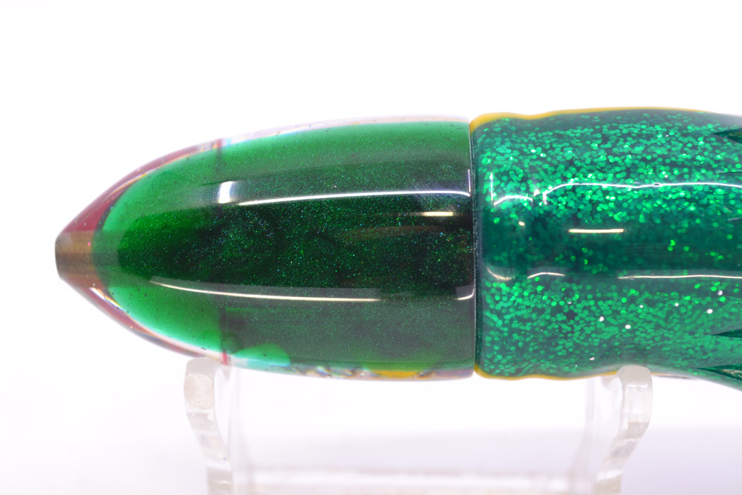 Bomboy Lures Blue-Purple Abalone Green Back Baby Bomb 9" 5oz Skirted Green-Yellow-Silver