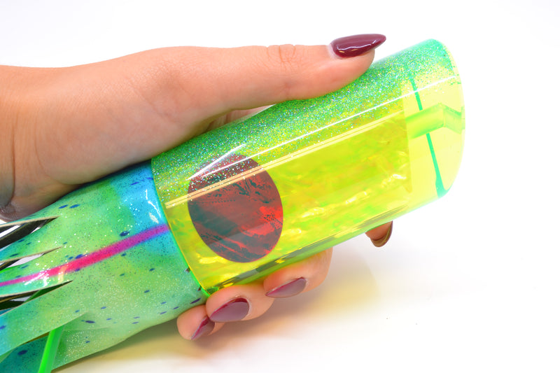 TANTRUM Lures Chartreuse Awabi Ice Blue Glitter Back XL Tube 14" 12.5oz FT Vinyl Mad Mahi