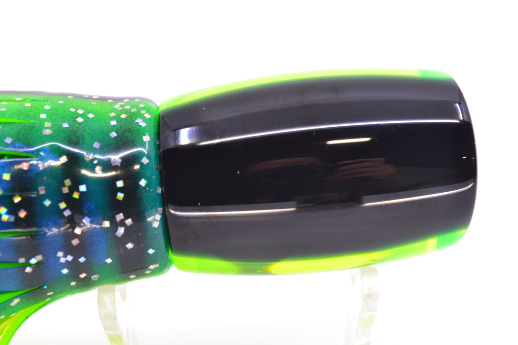 Moyes Lures Chartreuse MOP Black Back Taxi Eyes Boogeyman 12" 7oz Skirted