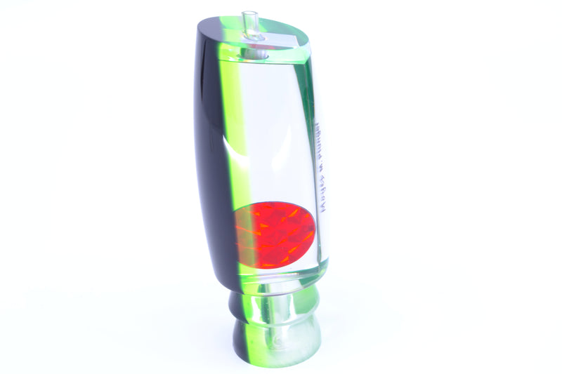 Moyes Lures Clear Mirrored Black-Green Back Red Eyes Medium Plunger 12" 5oz GZE