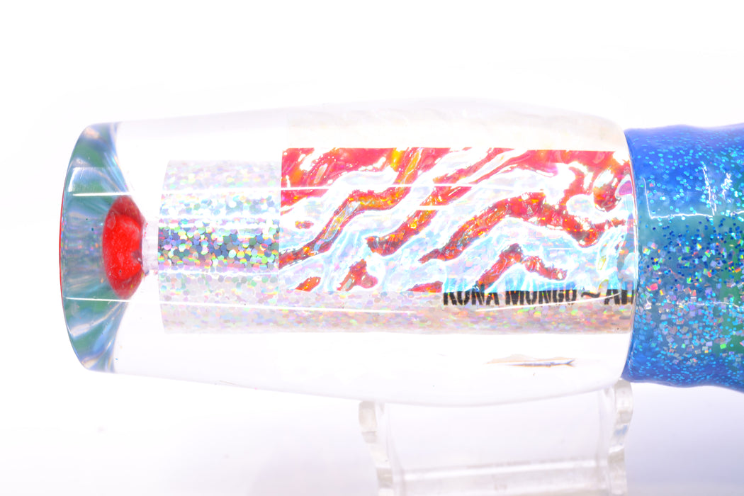 Aloha Lures Silver Rainbow Ice Dichro Kona Mongo 14" 12.5oz Skirted Blue Dots/Green