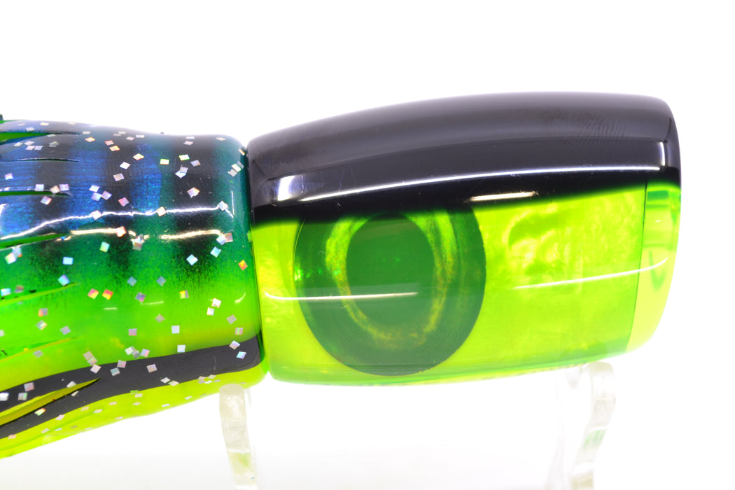 Moyes Lures Chartreuse MOP Black Back Taxi Eyes Boogeyman 12" 7oz Skirted